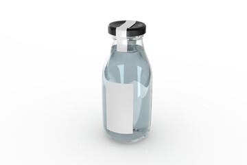 Glass Bottle and Label Mockup on isolated background. Empty template for design branding beverages assortment, soft drink, energy drink, juice, iced soda, fruit milk, flavoured fizzy or refreshments