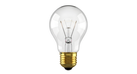 A clear lightbulb with a metal base and filament isolated on a black background   ai generative, transparent background, white background.