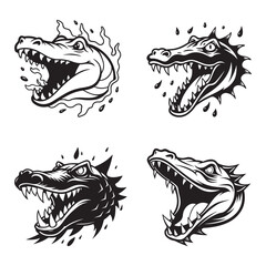 Naklejka premium A drawing of a crocodile line art illustration