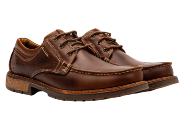 Pair of brown leather lace-up shoes with a rugged sole