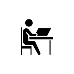 Desk Educate Study Glyph Style Icon Solid Black Silhouette Online Education