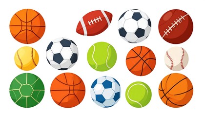 Collection of various sports balls