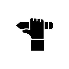 Hand Knowledge Pen Glyph Style Icon Solid Black Silhouette Online Education