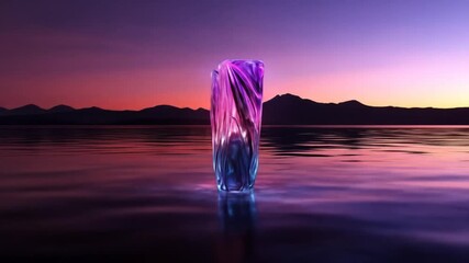 Abstract sculpted letter V on a lake at sunset - Powered by Adobe