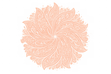 Delicate floral mandala pattern revealing intricate pink-white layers against transparent backdrop