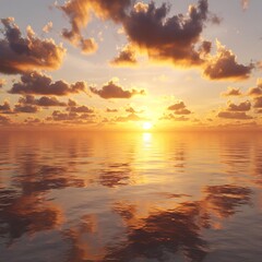 Fototapeta premium 水平線に染まる、夕焼けの輝き