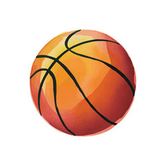 Fototapeta premium Watercolor Illustration of a Basketball on White Background Sport Equipment Design for Digital Art Projects and Creative Content Perfect for Athletic Themes
