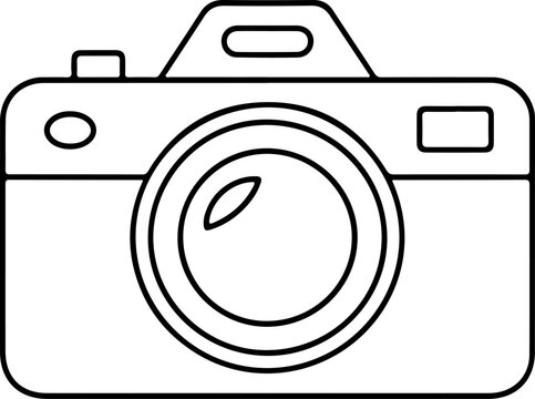 Simple line drawing of a classic camera