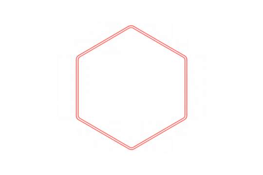 Bright red neon hexagon frame glowing on transparent background, perfect for modern and futuristic designs