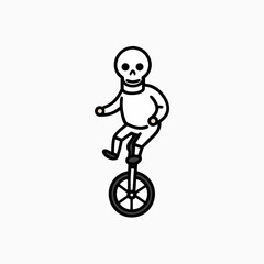 Skeleton riding a unicycle