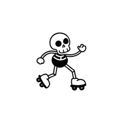 Cartoon skeleton roller skating with a fun pose