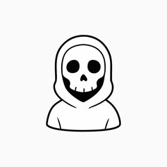 Cute grim reaper skull icon with a hoodie