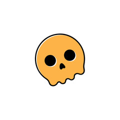 Cute orange skull with black outline and eyes