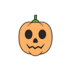 Simple cartoon halloween jackolantern face with black eyes and mouth