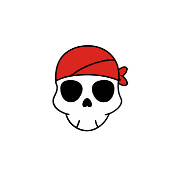 recommend clip art: Cartoon skull wearing a red bandana
