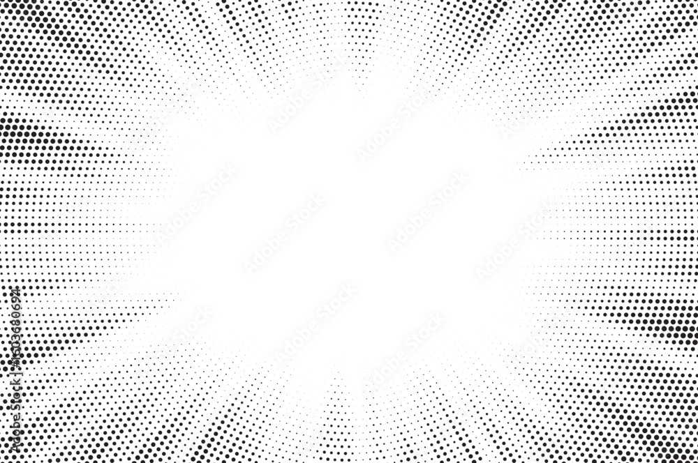 Poster sun rays radial halftone background. greyscale radial abstract comic pattern. vector explosion abstr