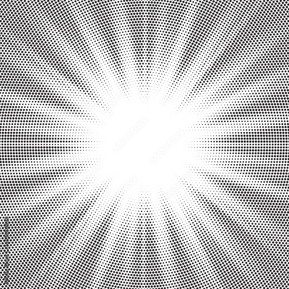 Aufkleber halftone gradient sun rays pattern. abstract halftone vector dots background. monochrome dots patter