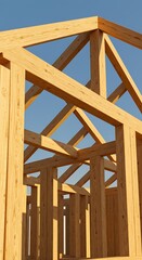 Fototapeta premium 木組みのハーモニー：新たな住処の骨格