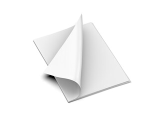 Blank white newspaper mockup template on isolated white background, 3d illustration