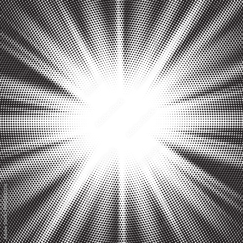 Aufkleber halftone gradient sun rays pattern. abstract halftone vector dots background. monochrome dots patter