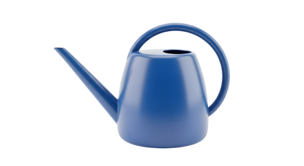 A blue watering can isolated on a black background with a curved handle and spout   ai generative, transparent background, white background.
