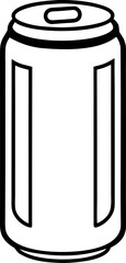 Stylized Soda Can Illustration Outlined in Black and White Featuring Two Vertical Rectangles on the Can's Main Body