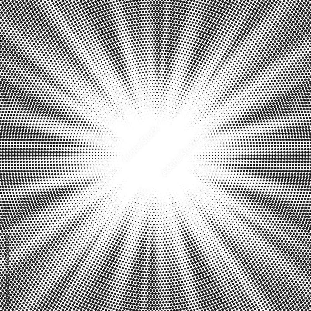 Aufkleber halftone gradient sun rays pattern. abstract halftone vector dots background. monochrome dots patter