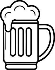 A Stylized Beer Mug Illustration Featuring Frothy Foam and Simple Black and White Design Elements for a Classic Beverage Icon