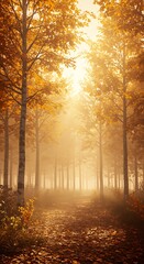 Obraz premium 黄金の霧の道