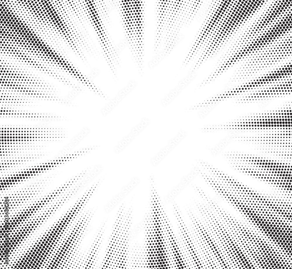 Aufkleber halftone gradient sun rays pattern. abstract halftone vector dots background. monochrome dots patter
