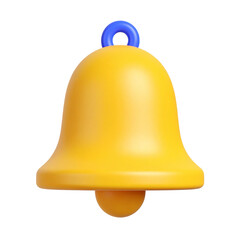Cartoonish yellow notification bell with blue ring, rendered on transparent background
