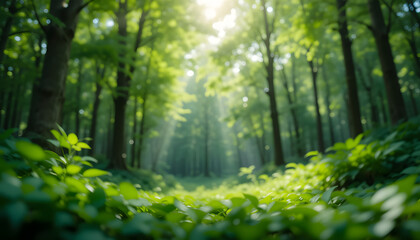 Obraz premium green forest in the morning