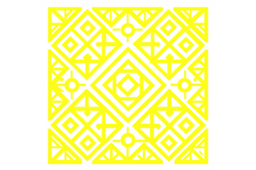 Intricate yellow geometric pattern mimicking traditional ukrainian vyshyvanka embroidery, highlighting cultural textile design with transparent background