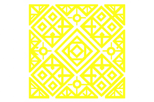 Intricate yellow geometric pattern mimicking traditional ukrainian vyshyvanka embroidery, highlighting cultural textile design with transparent background - Powered by Adobe