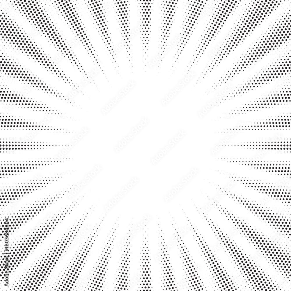 Aufkleber sun rays radial halftone background. greyscale radial abstract comic pattern. vector explosion abstr