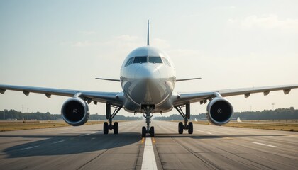 Airplane on Runway Ready for Takeoff