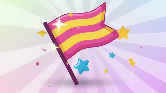 Celebrating Diversity A Vibrant Pansexual Pride Flag Waving with Stars, Symbolizing Acceptance and Inclusion