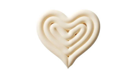 A cream colored heart shape with multiple layers on a black background isolated   ai generative, transparent background, white background.