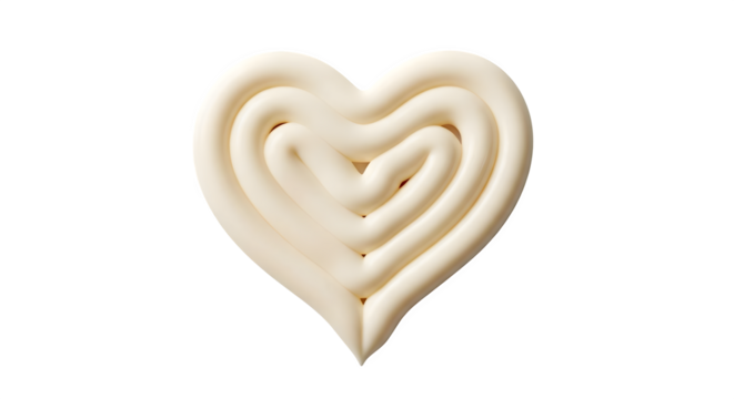 A cream colored heart shape with multiple layers on a black background isolated   ai generative, transparent background, white background. - Powered by Adobe