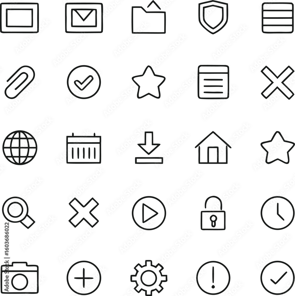 Poster modern web development outline icon set for clean design