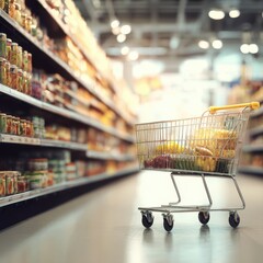 Supermarket aisle with shopping cart (4)