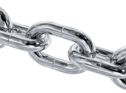 Polished chrome chain links interlock