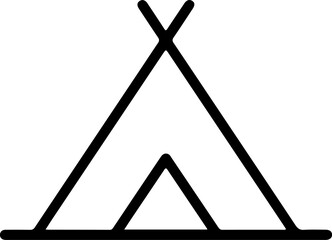 Simple outline icon of a teepee tent on a white background © Emran Hossain