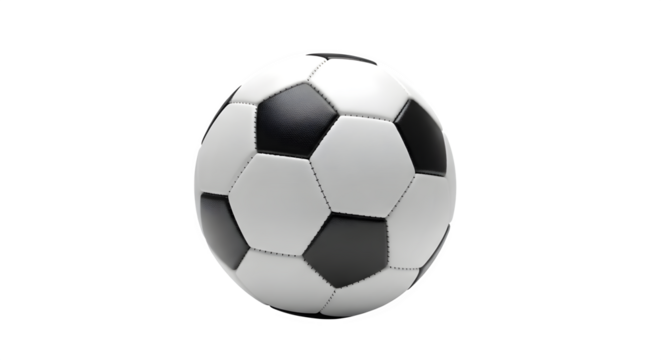 A classic soccer ball with black pentagons and white hexagons on black background   ai generative, transparent background, white background.