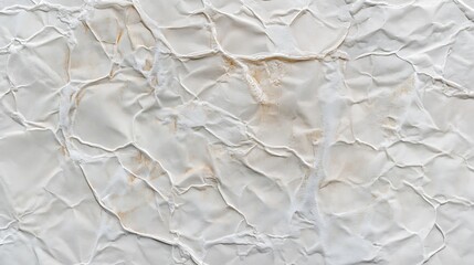 Wrinkled and Slightly Stained White Paper Texture with Creases and Subtle Aging Marks for Background Use