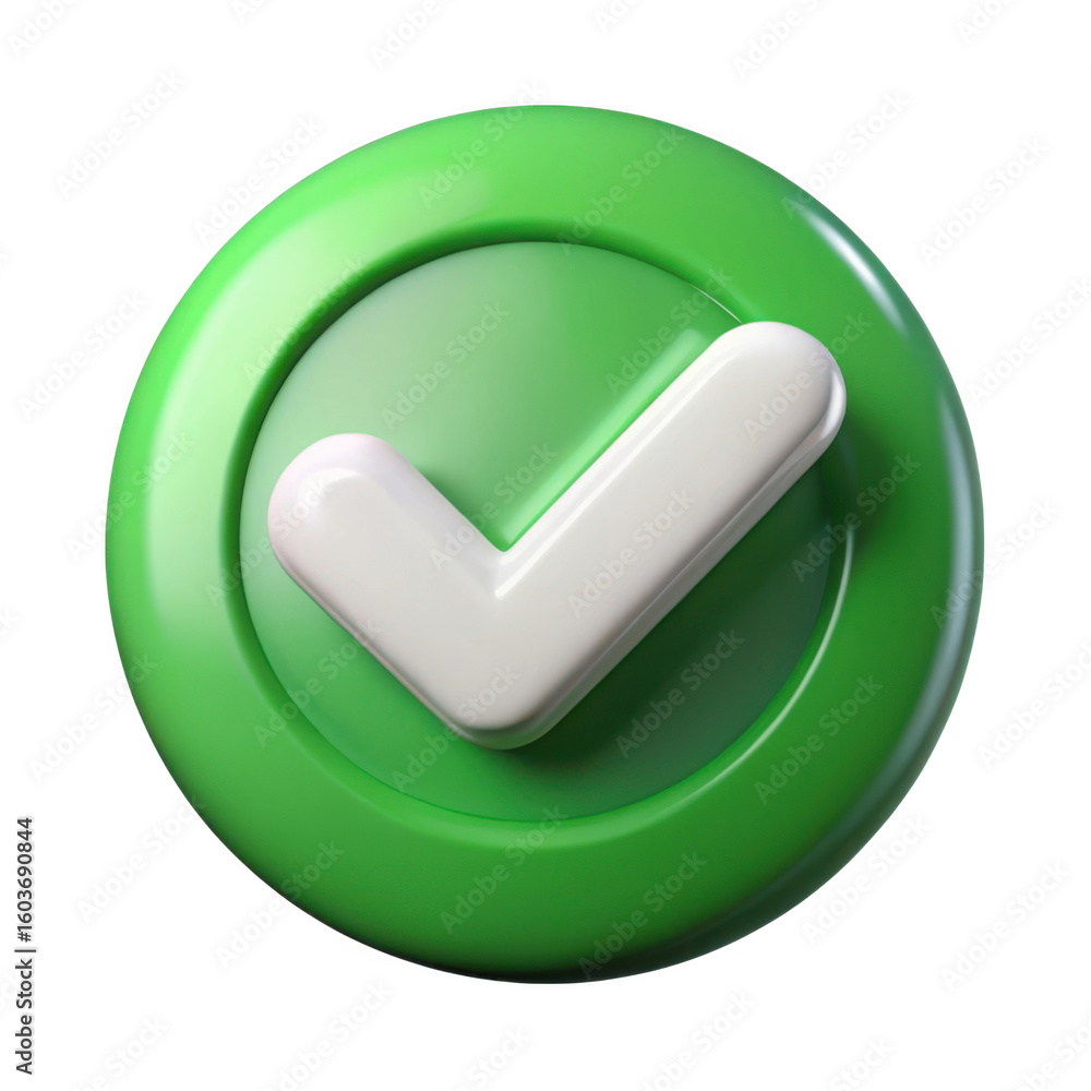 Poster 3d green check mark icon isolated on transparent background