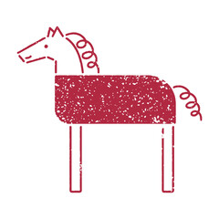 年賀状に！馬の判子風イラスト素材