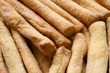 Breadsticks. Fresh cookies close-up. Natural bakery products.