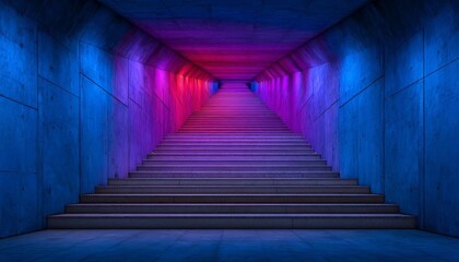 Fototapeta premium Brightly lit staircase in a modern architectural design.