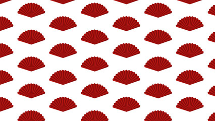 Chinese fan seamless pattern Background. Chinese seamless pattern in oriental geometric traditional style. 3d festive ornament for lunar chinese new year decoration.